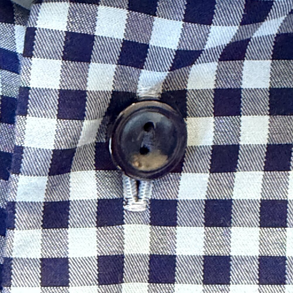 Eton Fit Dress Shirt Men's Sz. L - 42 / 16 1/2 - Blue White Gingham Pattern- EUC - Picture 6 of 15